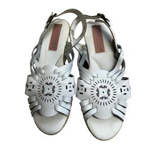 Soft Step White Southwestern Wedge Sandals Sz 7.5
